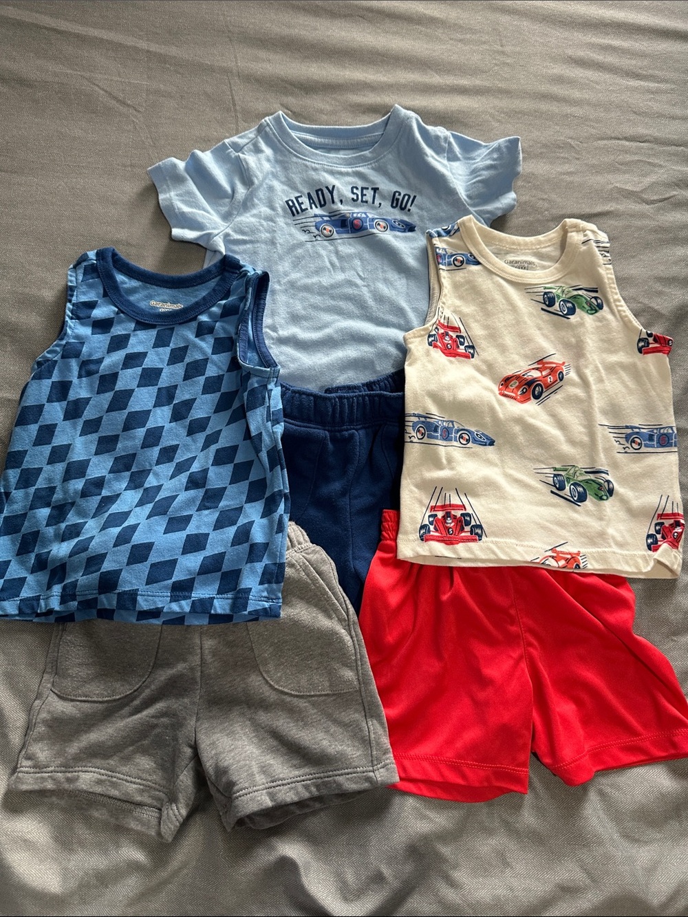 Toddler 3-Pack Active Shorts and Tank Tops - Blue, Red, Gray